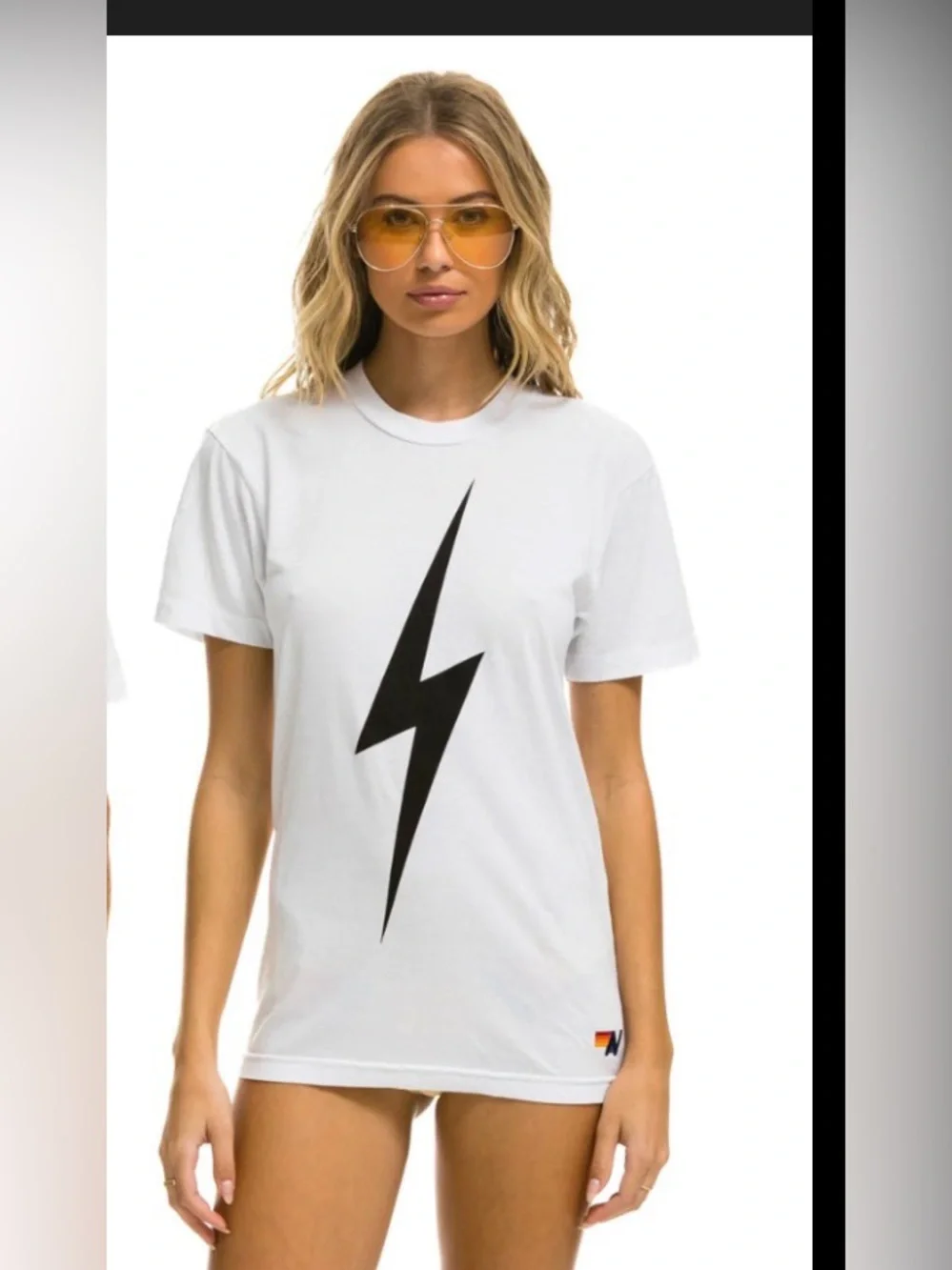 Aviator Nation White Bolt Tee Unisex - Picture 1 of 6
